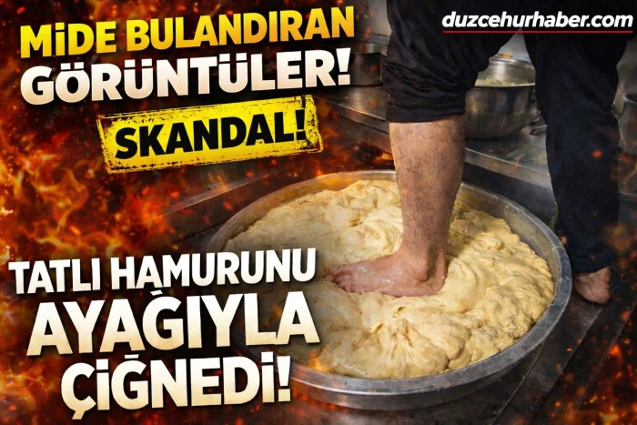 Tatlı hamurunu ayağıyla &ccedil;iğnedi o anlar kamerada 