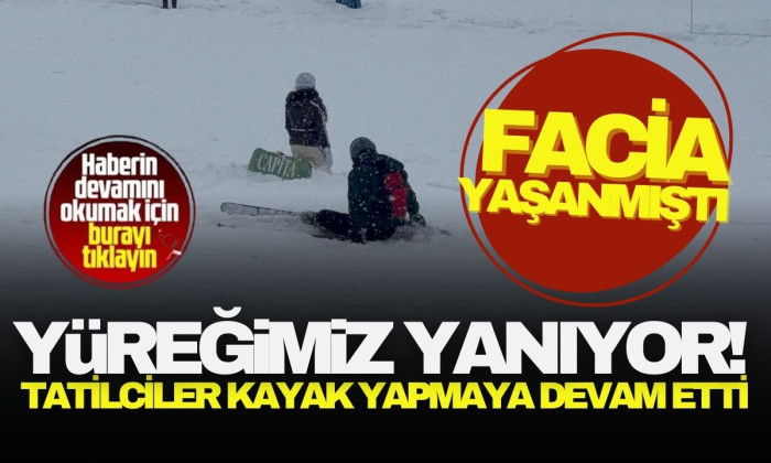 Kartalkaya'da otel faciasının ardından tatilciler kayak yapmaya devam etti